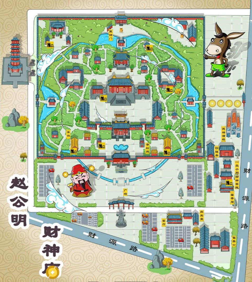 怀宁寺庙类手绘地图
